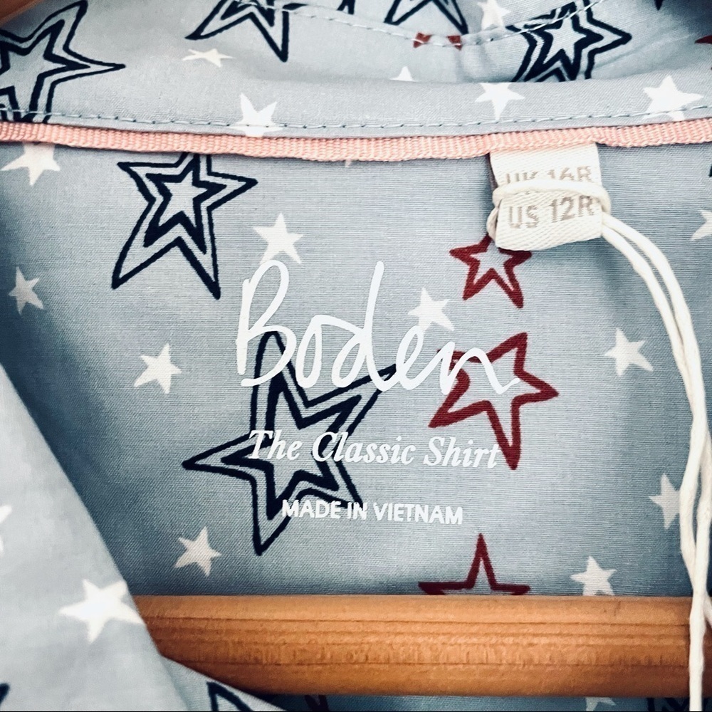 NWT Boden The Classic Shirt Top Cotton Buttondown Pebble Sketchy Star 12 - Picture 5 of 9